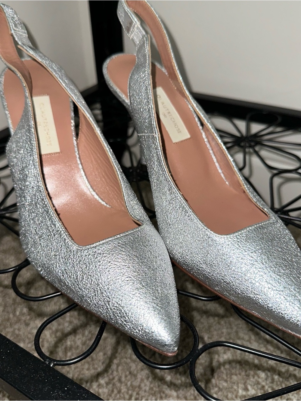 🔔FINAL🔔 Ol’Autre Chose Silver Pointed Slingback Heels Sz 38